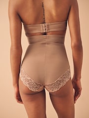 Neutral/Tan Brown Super High Waist Briefs Firm Tummy Control Shaping Briefs - Image 3 of 5