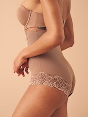Neutral/Tan Brown Super High Waist Briefs Firm Tummy Control Shaping Briefs - Image 4 of 5