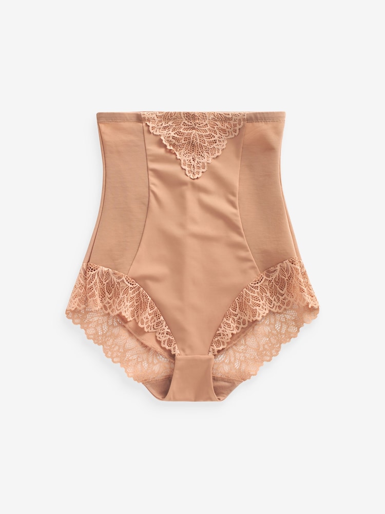 Neutral/Tan Brown Super High Waist Briefs Firm Tummy Control Shaping Briefs - Image 5 of 5