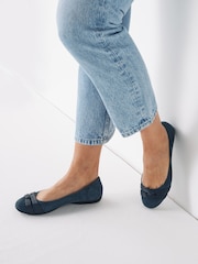 Navy Forever Comfort® Twist Leather Ballerina Shoes - Image 1 of 5