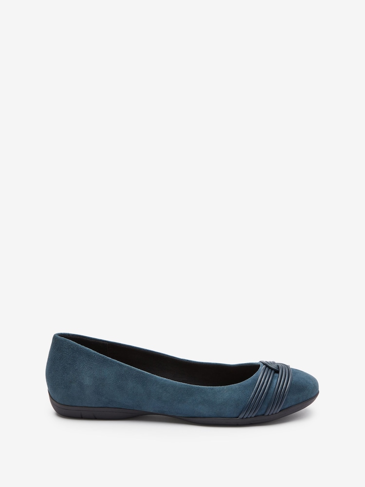 Navy Forever Comfort® Twist Leather Ballerina Shoes - Image 2 of 5 Navy Forever Comfort® Twist Leather Ballerina Shoes - Image 2 of 5