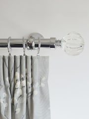 Laura Ashley Chrome 28mm Metal Curtain Pole With Vivien Glass Finial - Image 1 of 4