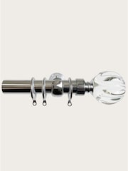 Laura Ashley Chrome 28mm Metal Curtain Pole With Vivien Glass Finial - Image 2 of 4