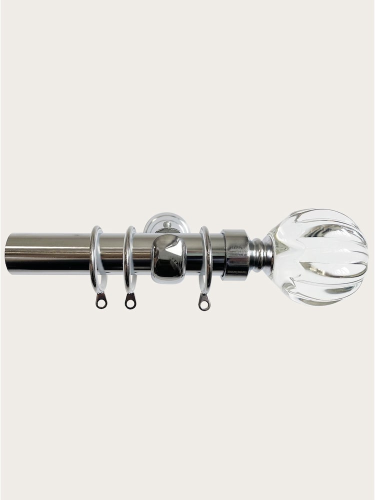 Laura Ashley Chrome 28mm Metal Curtain Pole With Vivien Glass Finial - Image 2 of 4