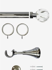Laura Ashley Chrome 28mm Metal Curtain Pole With Vivien Glass Finial - Image 3 of 4