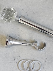 Laura Ashley Chrome 28mm Metal Curtain Pole With Vivien Glass Finial - Image 4 of 4