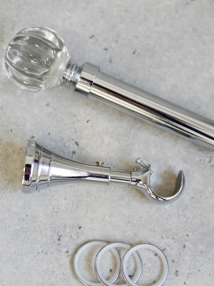 Laura Ashley Chrome 28mm Metal Curtain Pole With Vivien Glass Finial - Image 4 of 4
