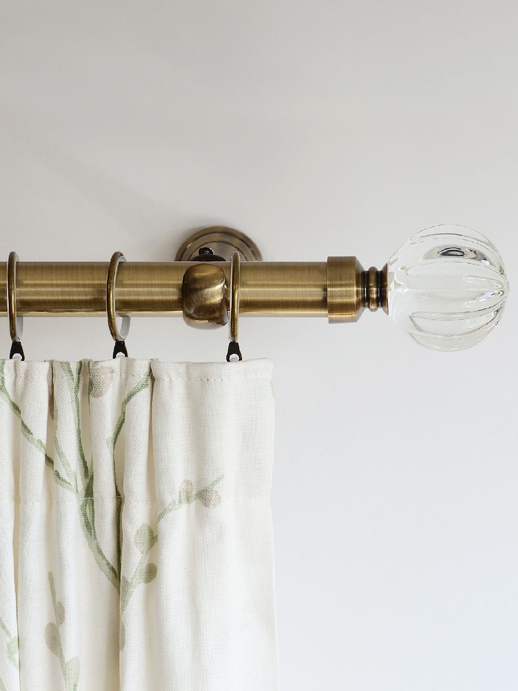 Laura Ashley Antique Brass 28mm Metal Curtain Pole With Vivien Glass Finial - Image 1 of 4