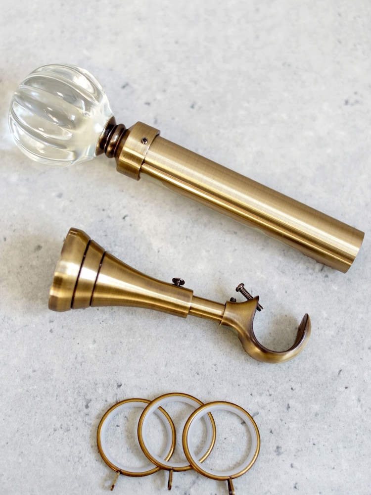 Laura Ashley Antique Brass 28mm Metal Curtain Pole With Vivien Glass Finial - Image 2 of 4
