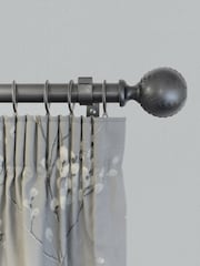 Laura Ashley Pale Charcoal 28mm Metal Curtain Pole With Swirl Finial - Image 1 of 4