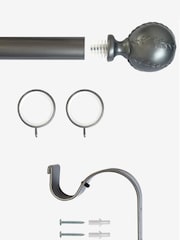 Laura Ashley Pale Charcoal 28mm Metal Curtain Pole With Swirl Finial - Image 3 of 4