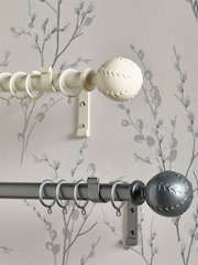 Laura Ashley Pale Charcoal 28mm Metal Curtain Pole With Swirl Finial - Image 4 of 4