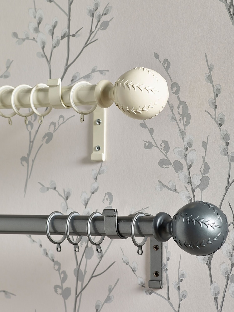 Laura Ashley Pale Charcoal 28mm Metal Curtain Pole With Swirl Finial - Image 4 of 4