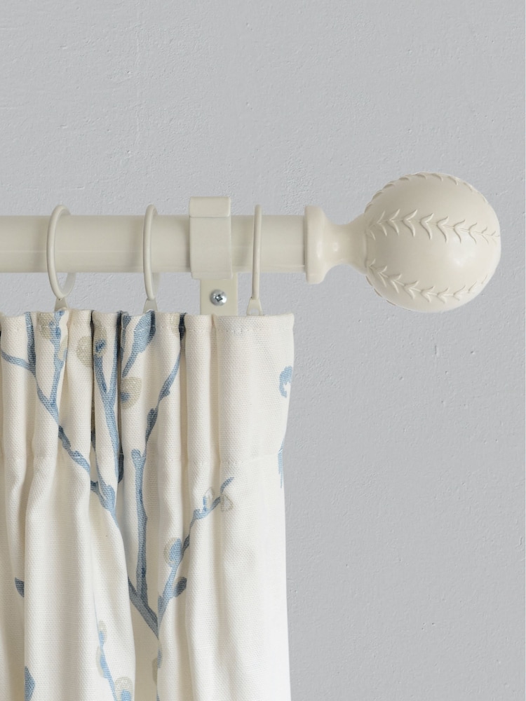 Laura Ashley Cream 28mm Metal Curtain Pole With Swirl Finial - Image 1 of 4