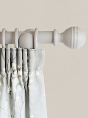 Laura Ashley Steel 35mm Wood Curtain Pole With Ribbed Ball Finial - Image 1 of 4