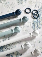 Laura Ashley Steel 35mm Wood Curtain Pole With Ribbed Ball Finial - Image 2 of 4
