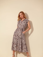 Sonder Studio Cream Zebra Print Midi Dress - Image 2 of 5