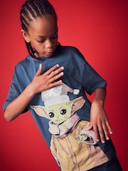 Grogu Navy Blue Short Sleeve Christmas T-Shirt (3-16yrs) - Image 4 of 8