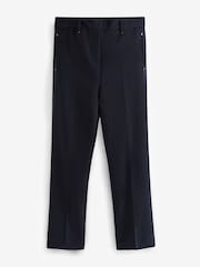 Navy Blue Tailored Elastic Back Straight Leg Pull On Trousers - Image 3 of 3