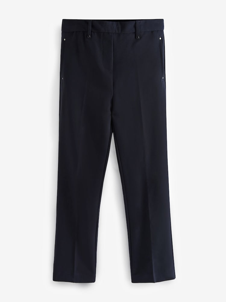 Navy Blue Tailored Elastic Back Straight Leg Pull On Trousers - Image 3 of 3