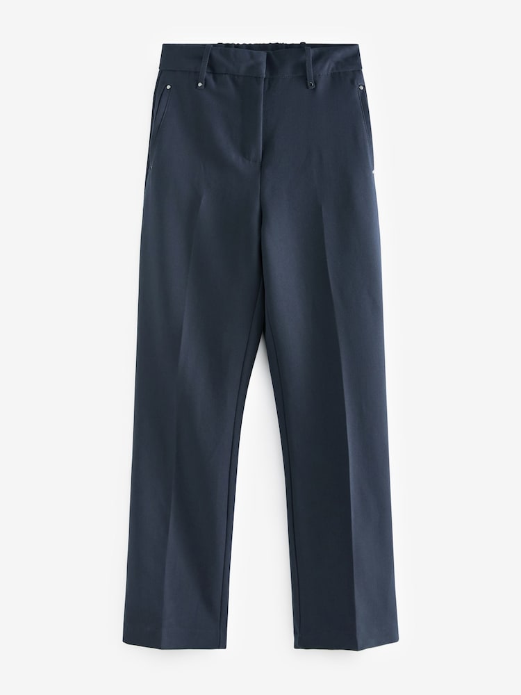 Navy Blue Tailored Elasticated Back Boot Cut Trousers - Image 4 of 5