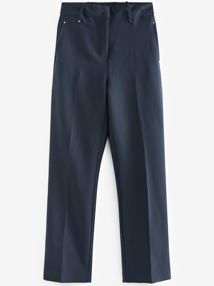 Navy Blue Tailored Elasticated Back Boot Cut Trousers - Image 5 of 5