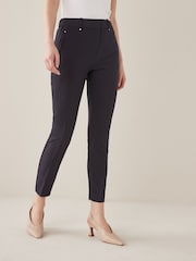 Navy Blue Tailored Elasticated Back Skinny Leg Trousers - Image 1 of 5