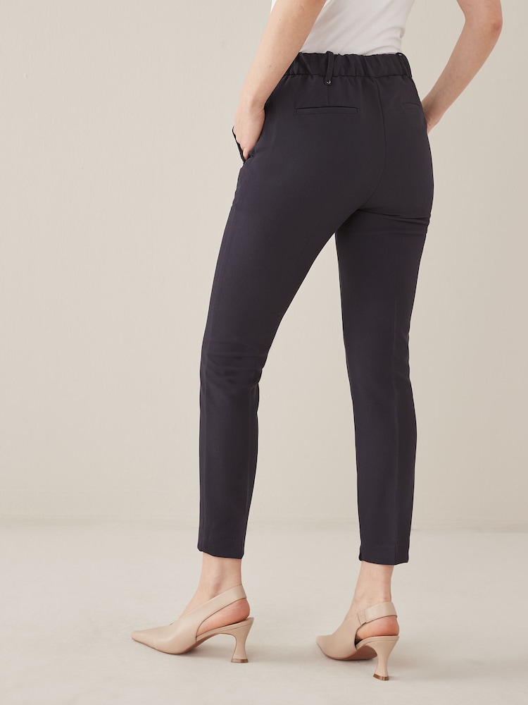 Navy Blue Tailored Elasticated Back Skinny Leg Trousers - Image 2 of 5