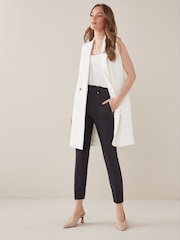 Navy Blue Tailored Elasticated Back Skinny Leg Trousers - Image 3 of 5
