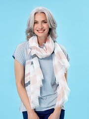 Spirit Blue Two-in-One Scarf Stripe Top - Image 1 of 5