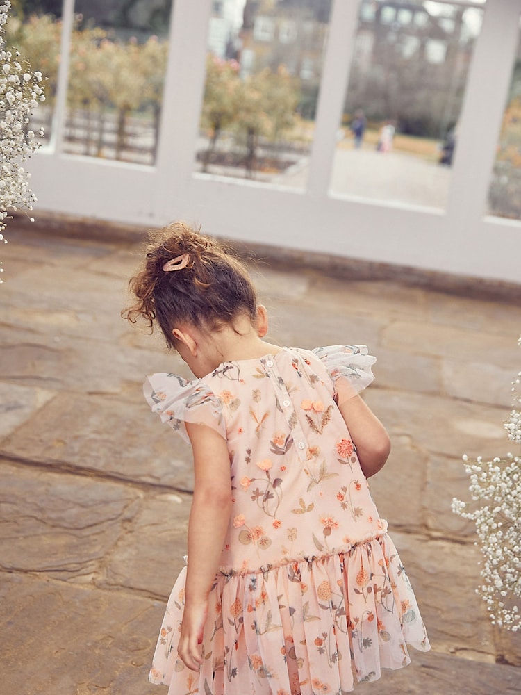 Champagne Sequin Embellished Mesh Party Dress (3mths-7yrs) - Image 2 of 8