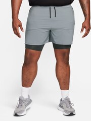 Nike Grey Dri-FIT Stride 5 Inch 2-in-1 Running Shorts - Image 1 of 11