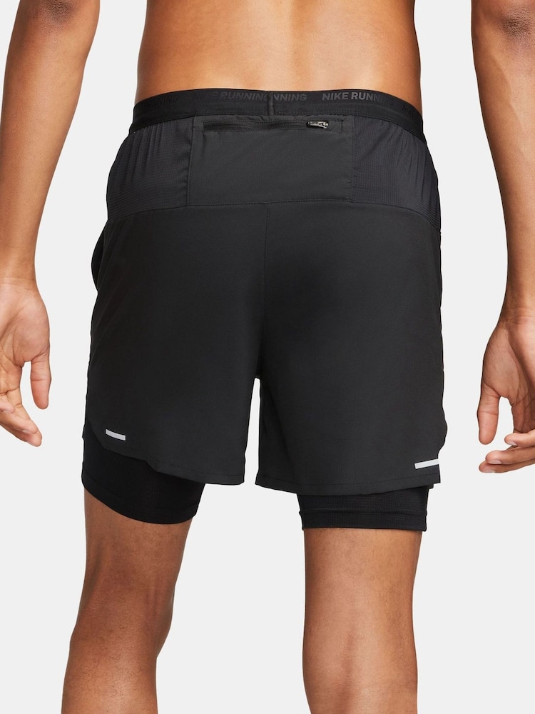 Nike Black Dri-Fit Stride 5 Inch 2-in-1 Running Shorts - Image 2 of 5