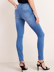 Mid Blue Stud Waistband Next Power Stretch Denim Leggings - Image 3 of 5