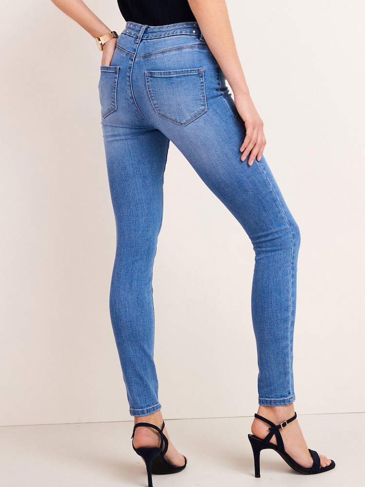 Ceinture cloutée bleu moyen - Legging en jean super stretch - Image 3 of 5