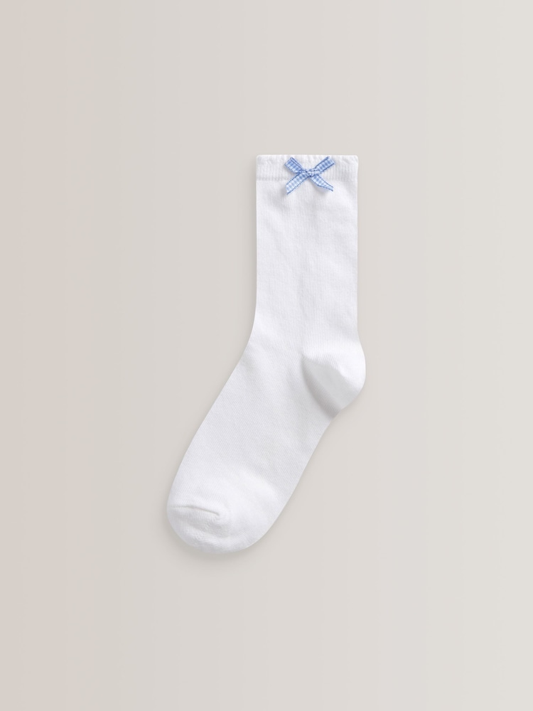 Bleu - 5 Chaussettes d’école de vichy en coton Lot - Image 3 of 5