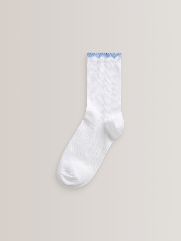 Bleu - 5 Chaussettes d’école de vichy en coton Lot - Image 4 of 5