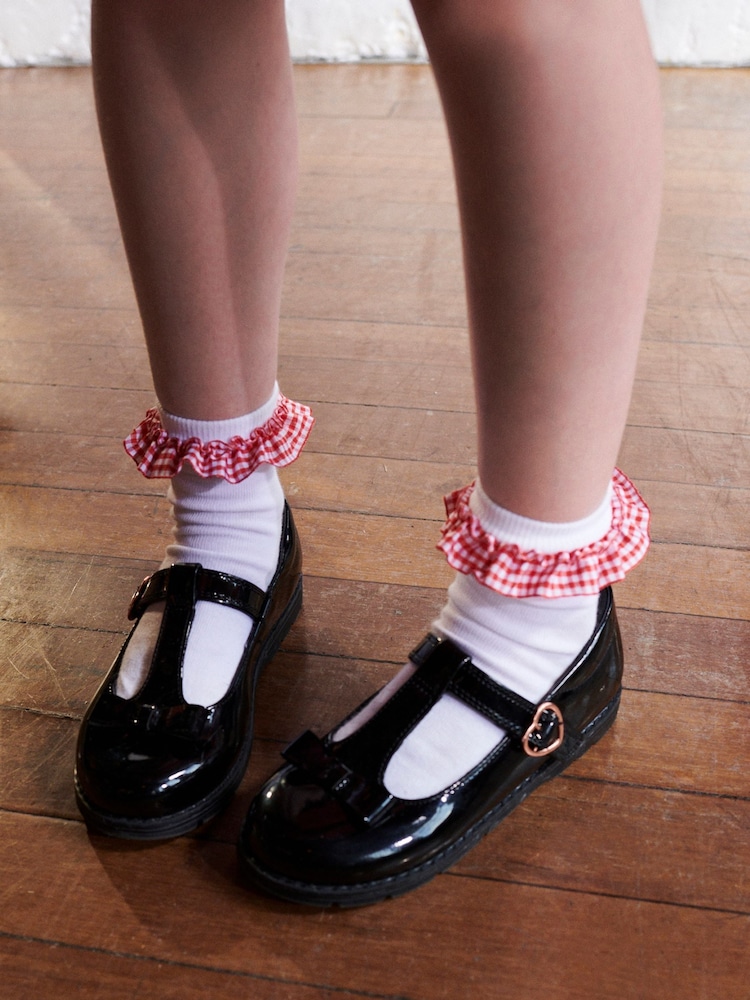 Red 5 Pack Cotton Rich Gingham Ankle School Socks - Image 1 of 7 Red 5 Pack Cotton Rich Gingham Ankle School Socks - Image 1 of 7