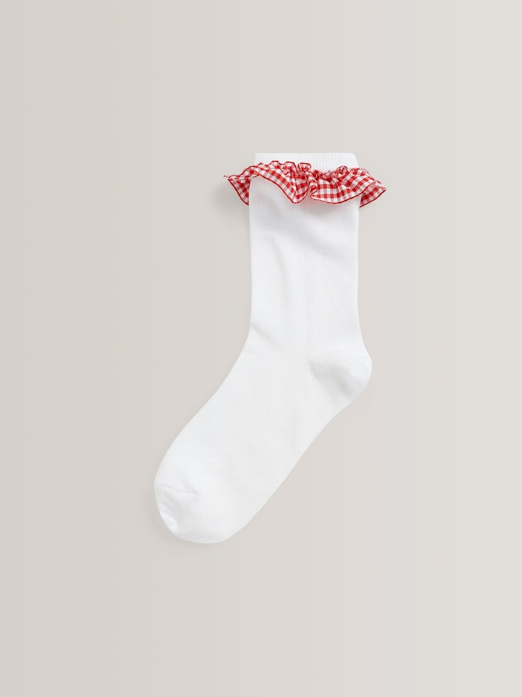 Rouge - 5 Chaussettes d’école de vichy en coton Lot - Image 3 of 7