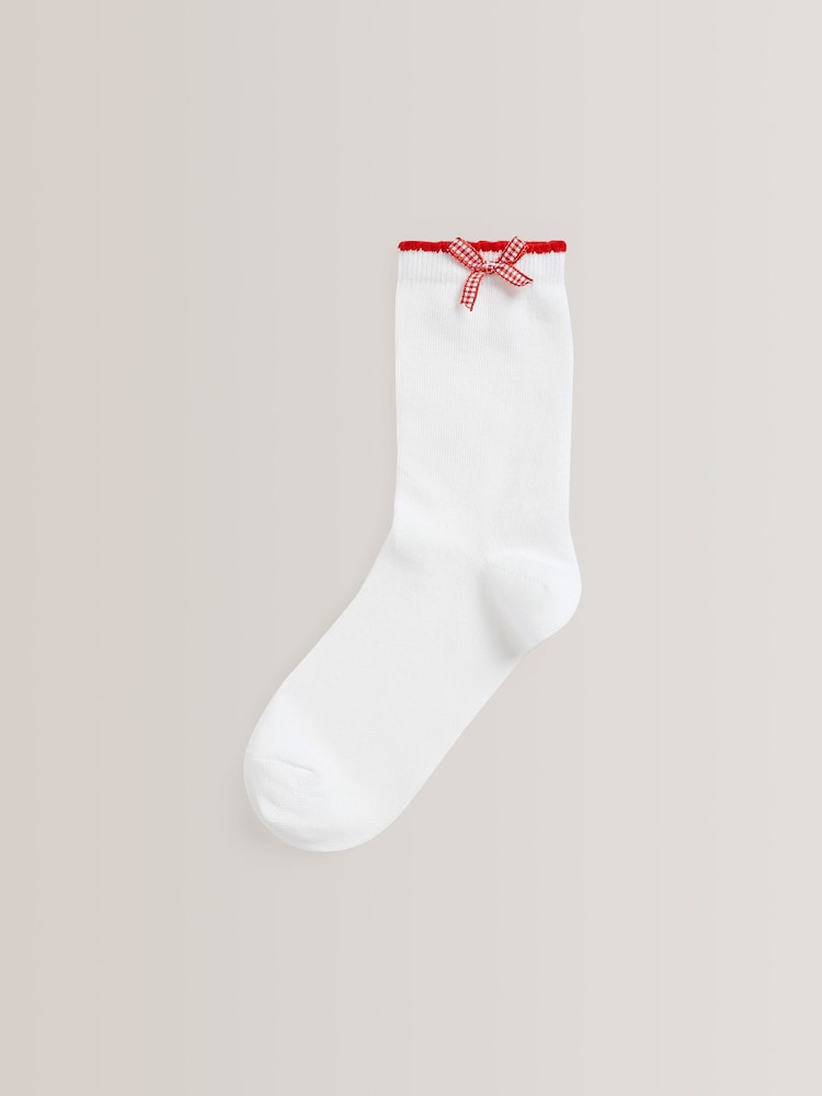 Rouge - 5 Chaussettes d’école de vichy en coton Lot - Image 6 of 7