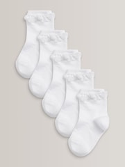 Weiß - Gerüschte Socken mit hohem Baumwollanteil, 5er-Pack - Bild 1 von 2
