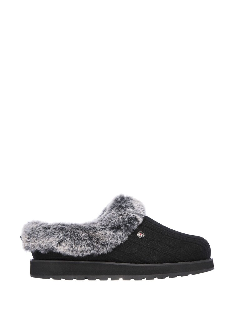 Skechers Black Keepsakes Ice Angel Womens Wide Fit Slippers - Image 1 of 5