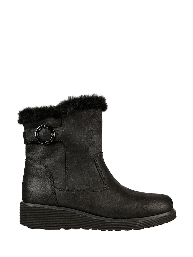 Skechers Black Keepsakes Wedge Comfy Winter Womens Boots - Image 1 of 5
