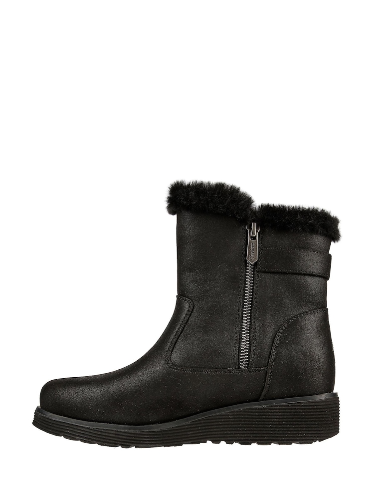 Skechers Black Keepsakes Wedge Comfy Winter Womens Boots - Image 2 of 5