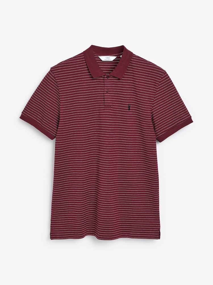 Bordeaux rouge rayé - Standard - Polo Manches courtes Pique - Image 1 de 1