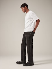 Black Washed Straight Fit 100% Cotton Authentic Jeans - Image 4 of 11