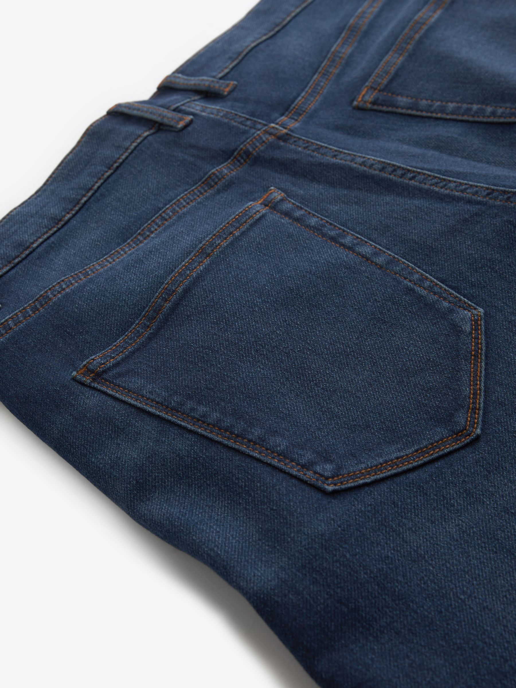 Cropped Straight Stretch Jeans Dark Blue