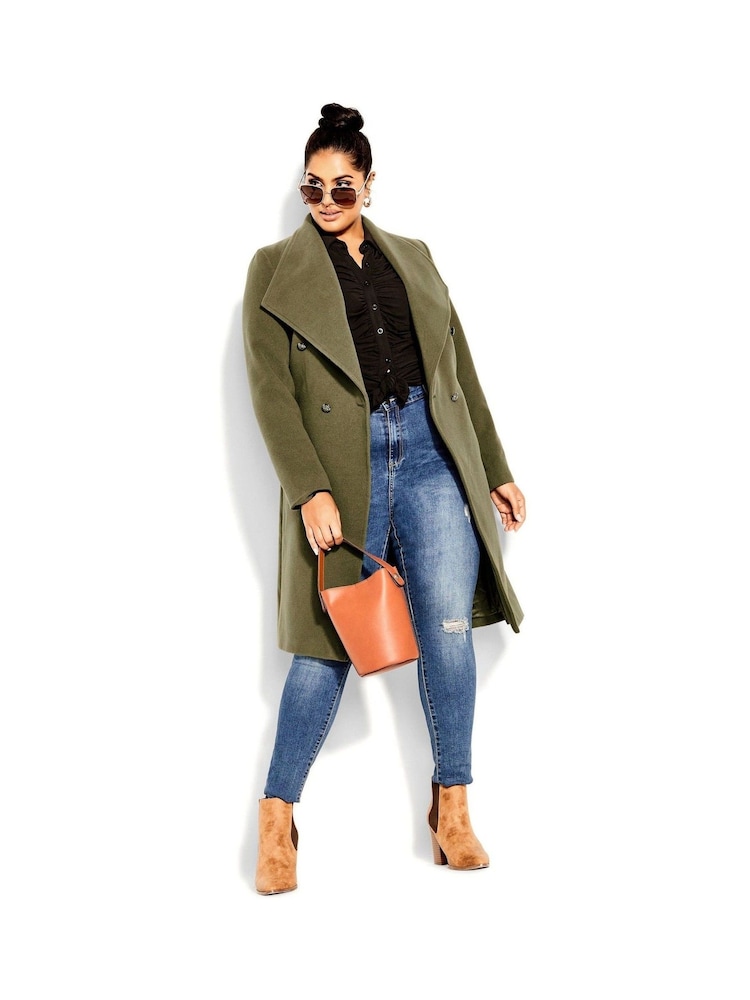 City Chic Green Sassy Military Coat - Image 1 of 3