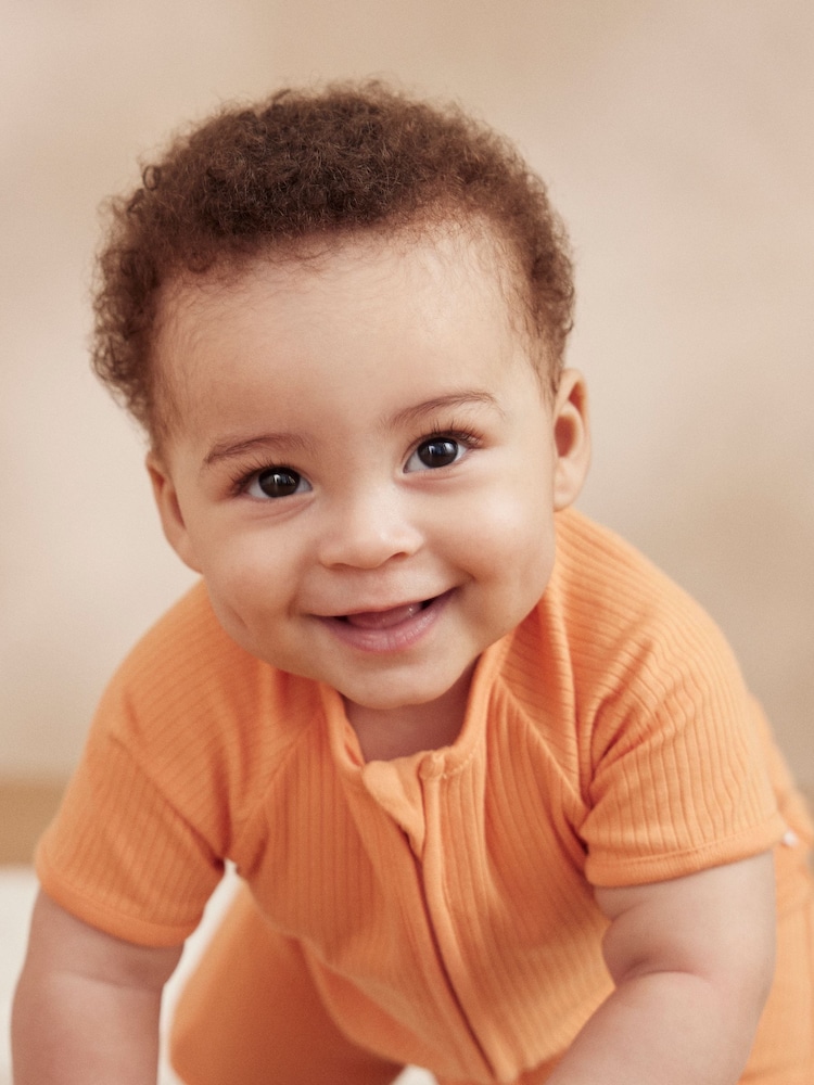 MORI Organic Cotton & Bamboo Short Sleep Zip Up Baby Romper - Image 2 of 4