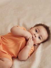 MORI Organic Cotton & Bamboo Short Sleep Zip Up Baby Romper - Image 3 of 4